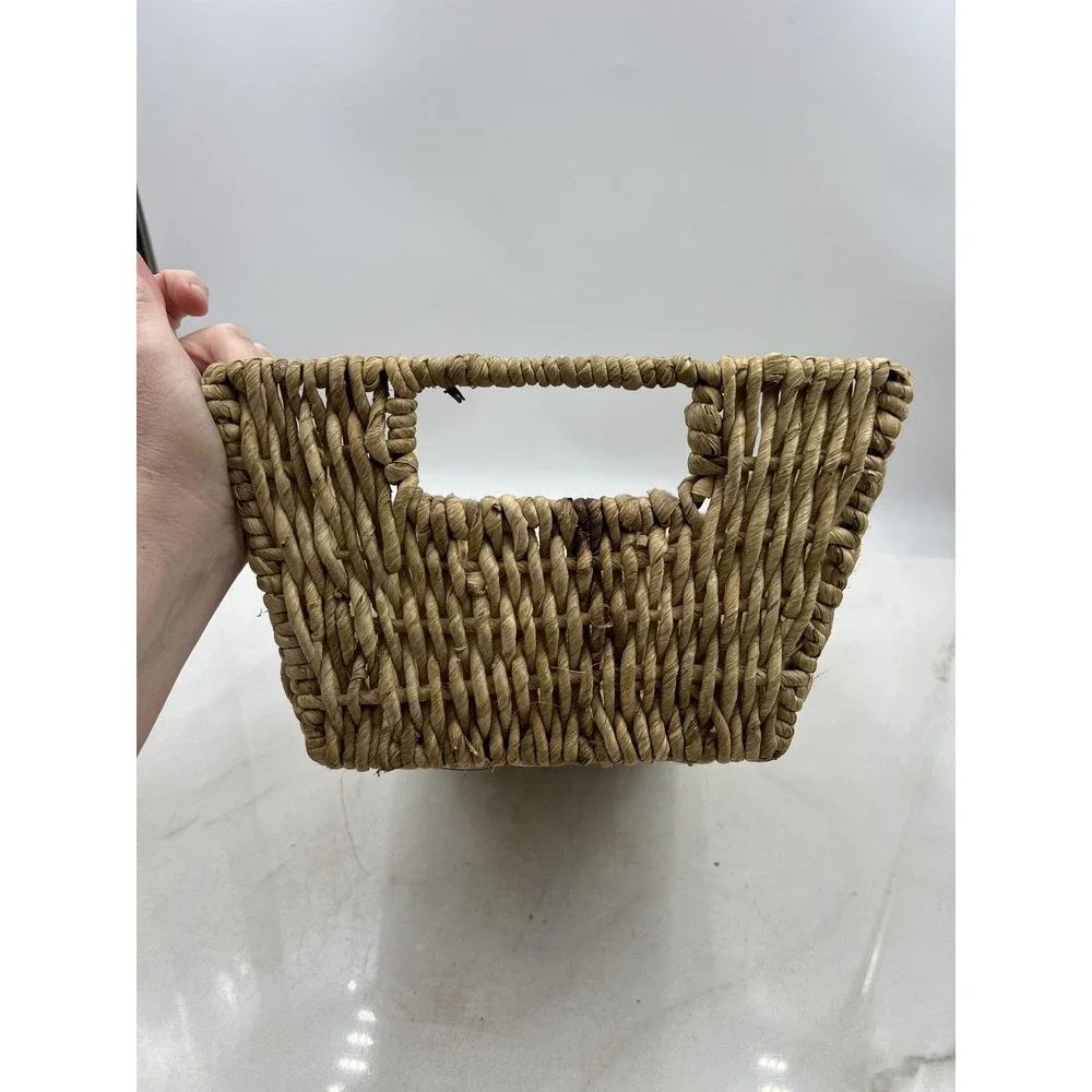 Natural Woven Seagrass Storage Basket Rectangle with Handles Boho Decor 14x10